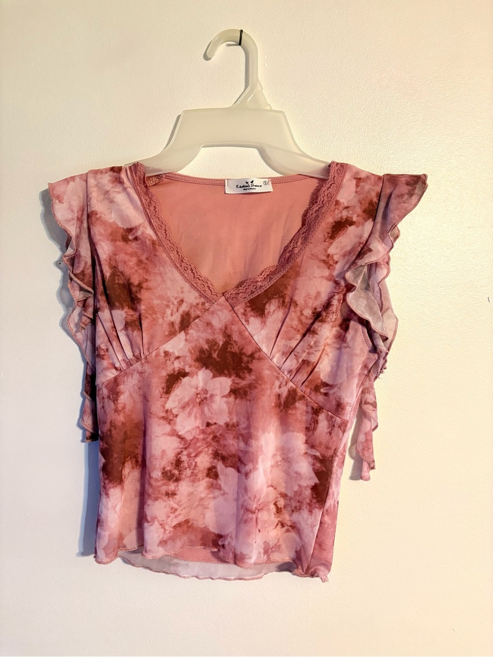 Ruffle Sleeve Pink Floral Y2K Top